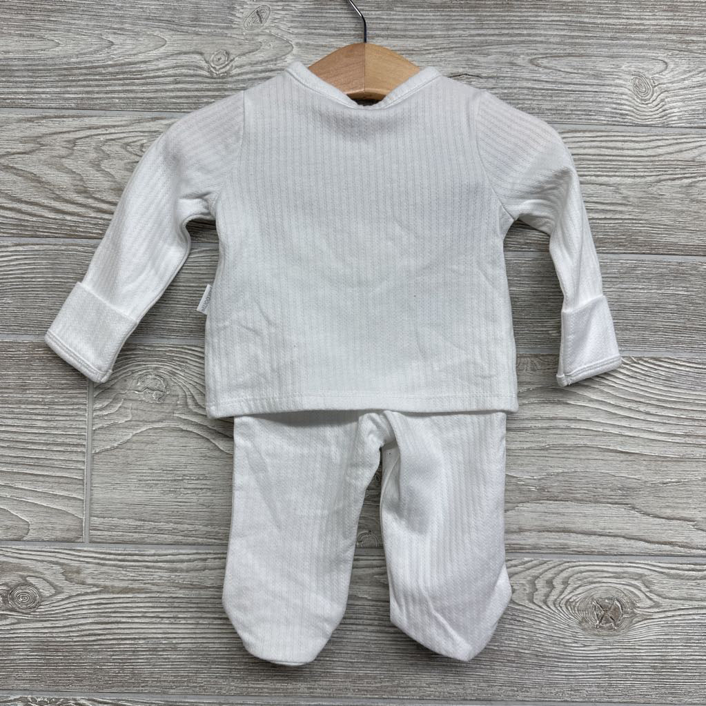 Nw/oT LS Pointelle Side Snap Shirt & Footed Pants 0-3M