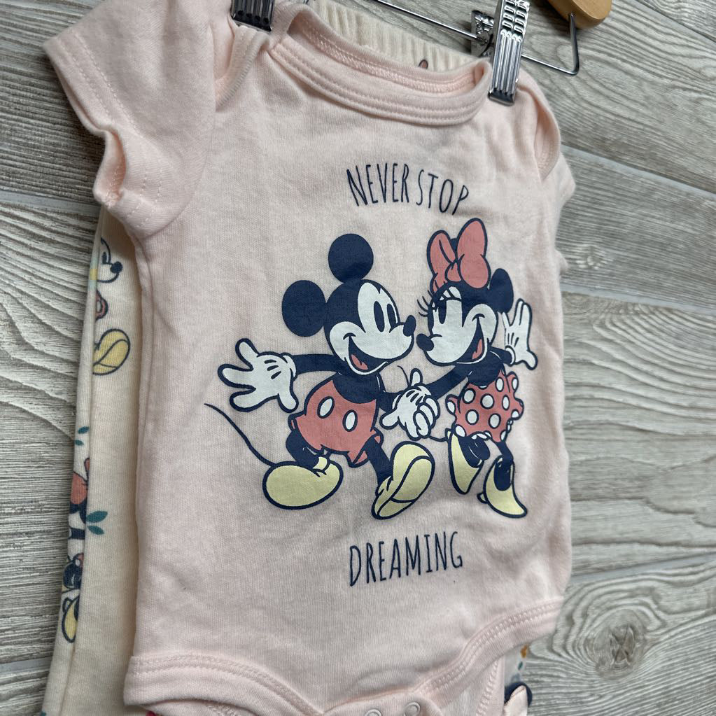 Bodysuit Never Stop Dreaming & Footed Pants Minnie Mickey 0-3M