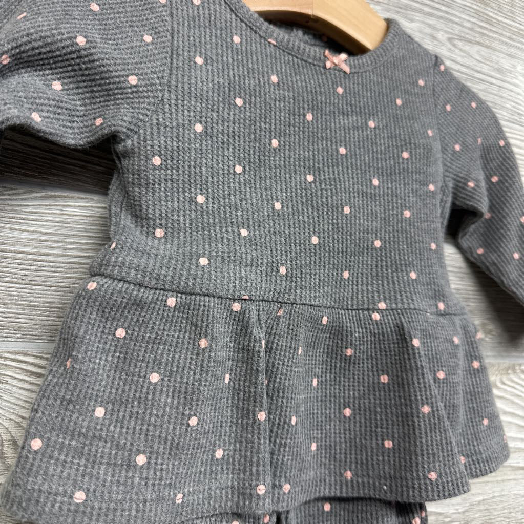 LS Waffle Knit Skirted Bodysuit & Leggings Dots 6M