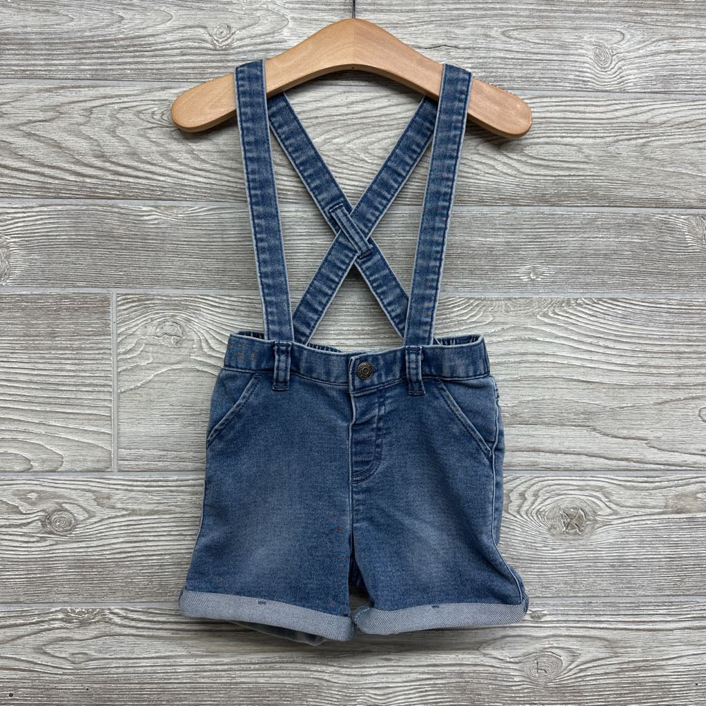 Knit Denim Suspender Shorts Cuffed 18M