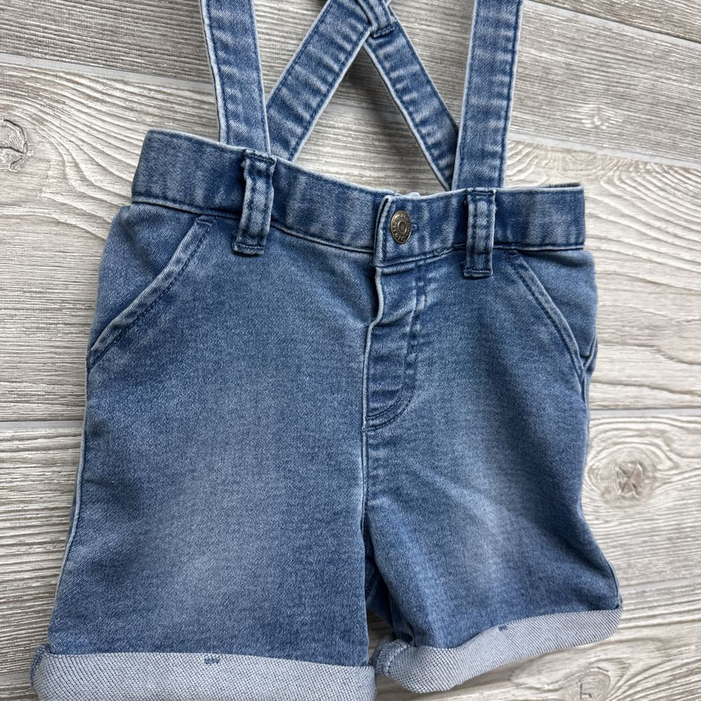 Knit Denim Suspender Shorts Cuffed 18M