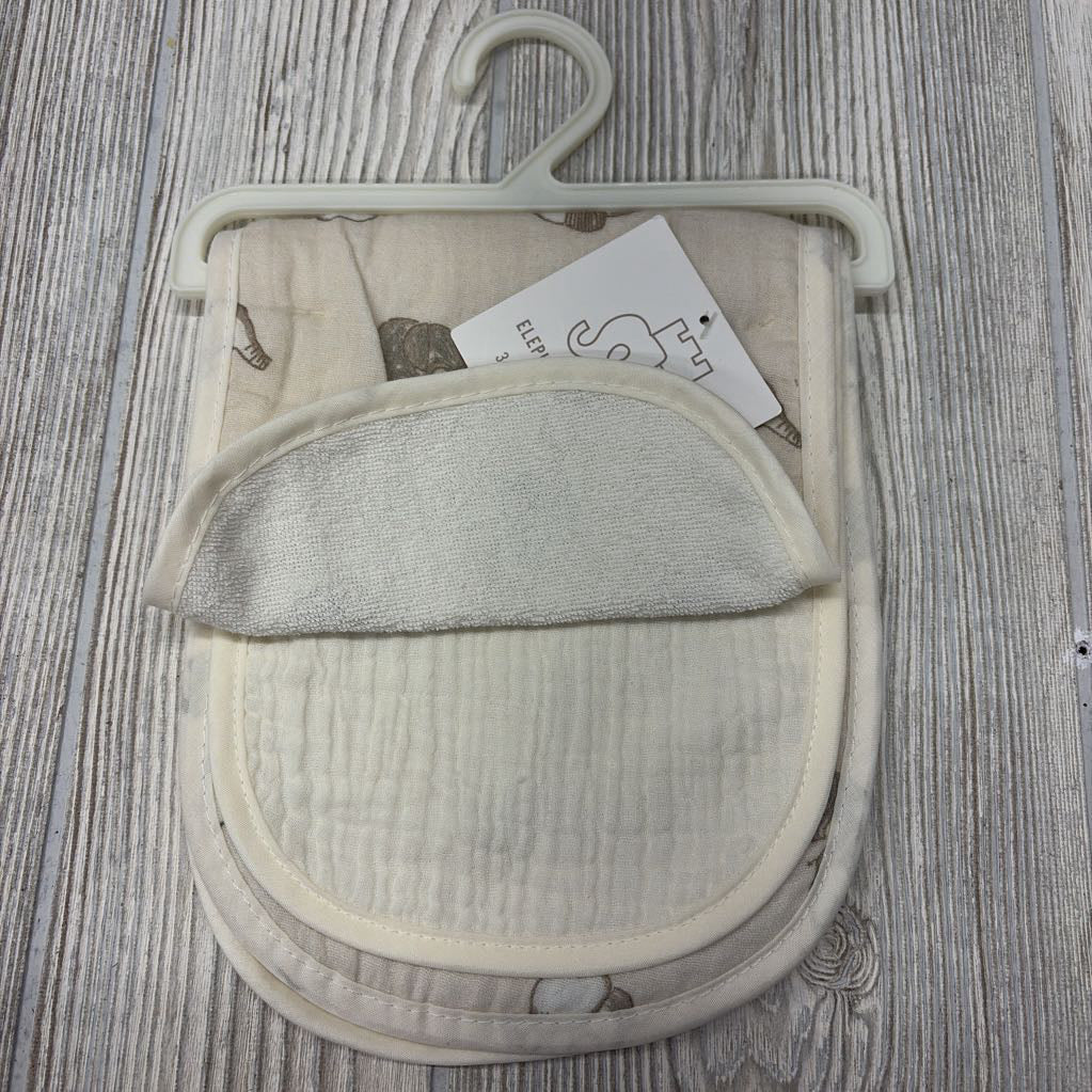 NEW 3 Pk Burp Cloths Elephants