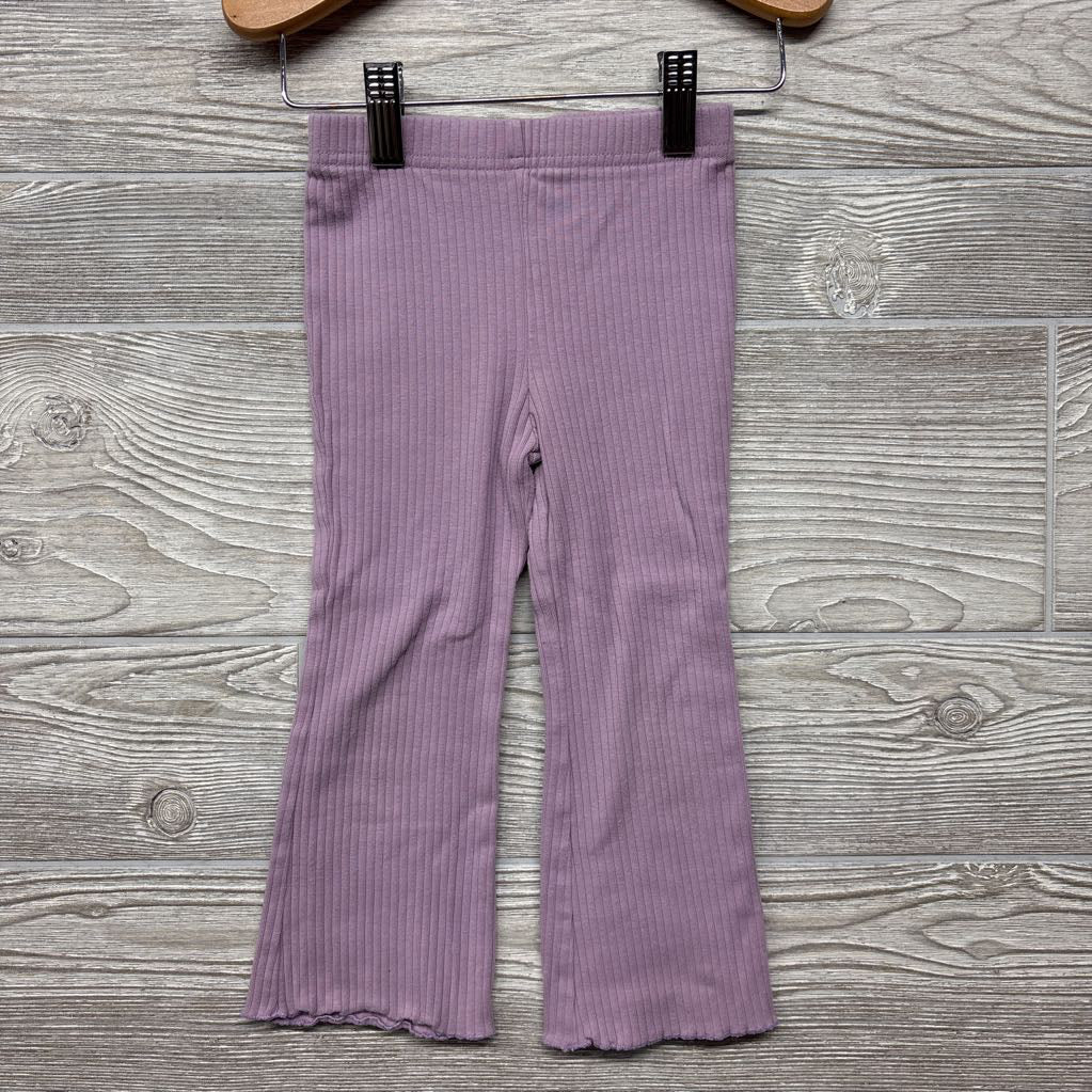 Ribbed Flare Pants Lettuce Trim 3T