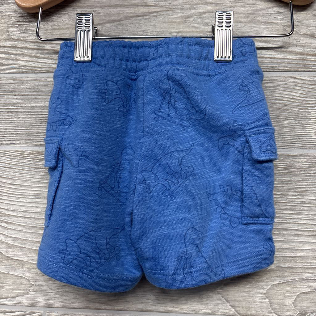 French Terry Cargo Shorts Dinosaurs Skateboarding 6-9M
