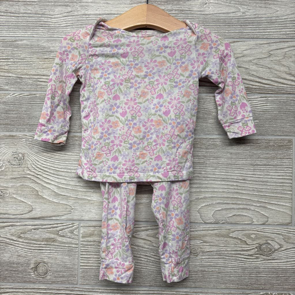 LS Bamboo Shirt & Pants Flowers 6M