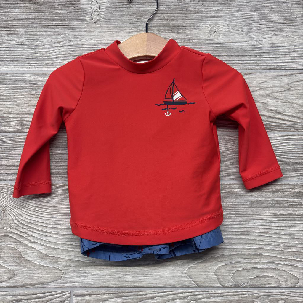 LS Rash Guard & Swim Trunks Sail Boats Anchors 6M