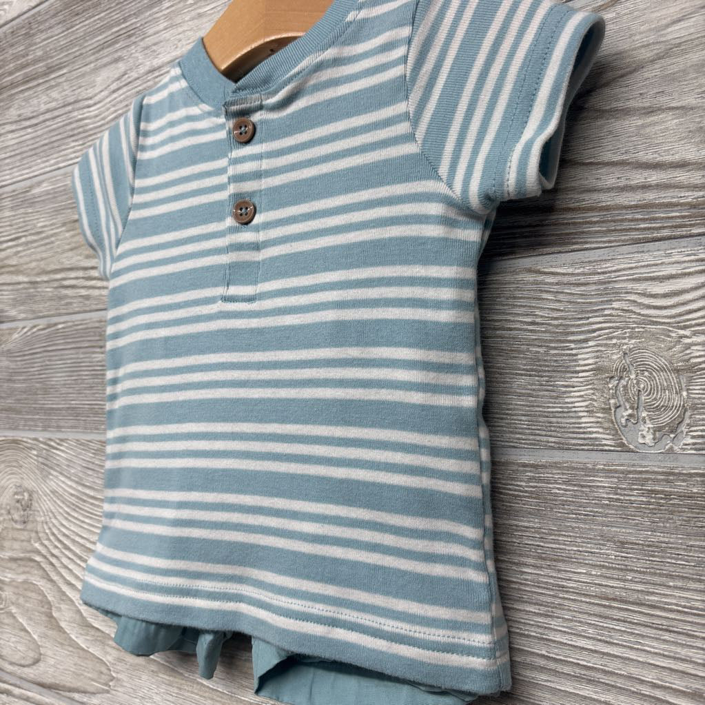 Henley Shirt Stripes & Pull On Shorts 6M