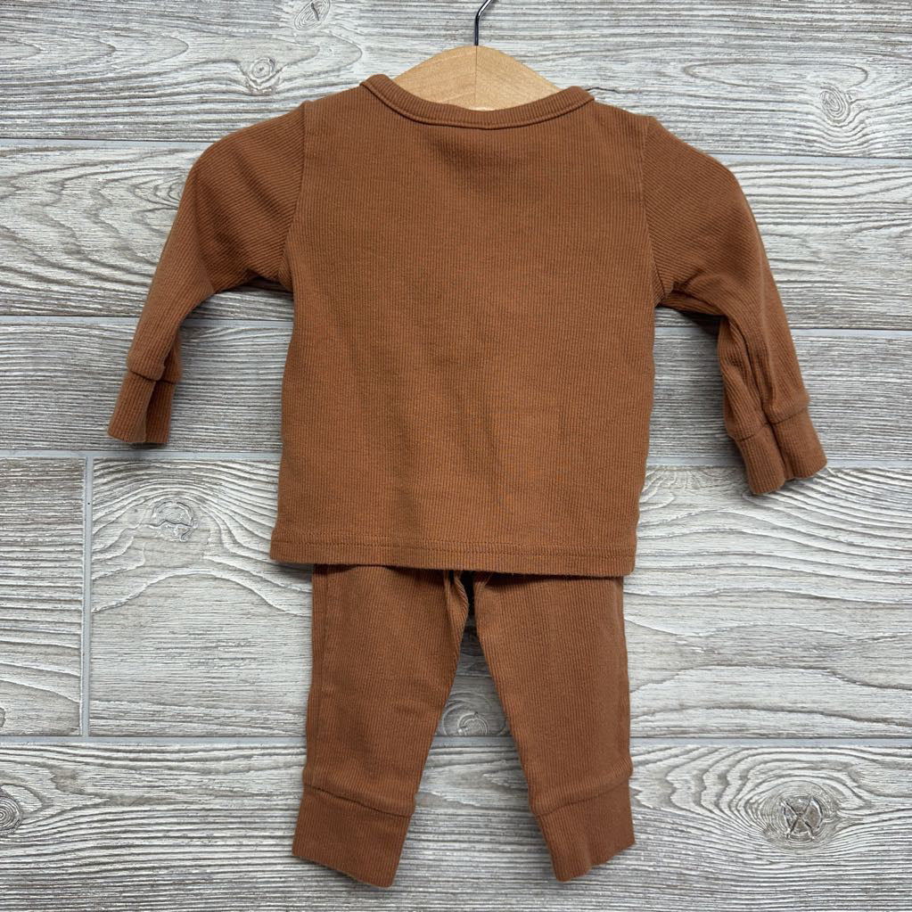 LS Ribbed Snap Up Shirt & Pants 6M