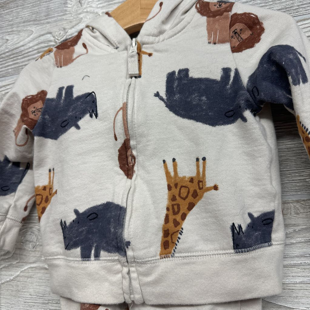 Full Zip Hoodie & French Terry Joggers Lions Giraffe 9M