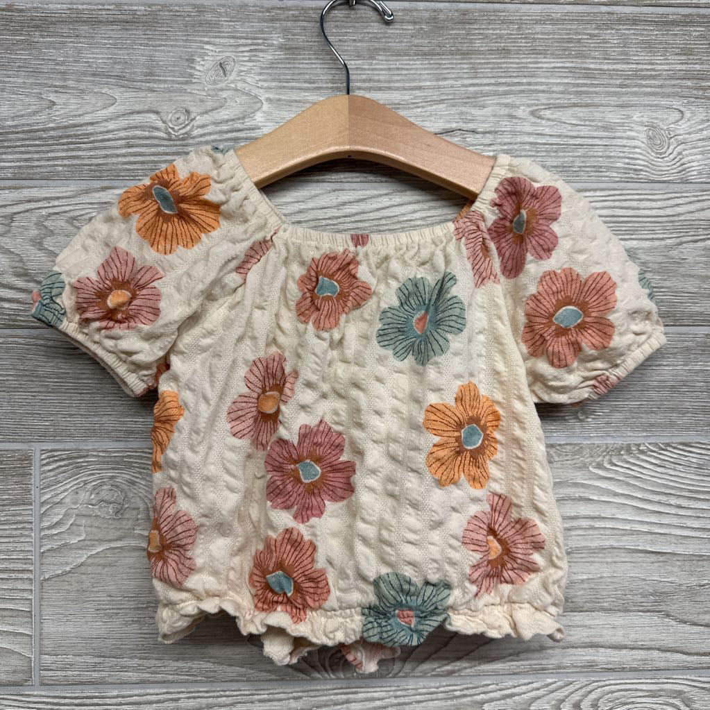 Pointelle Puff Sleeve Shirt & Shorts Flowers 4T