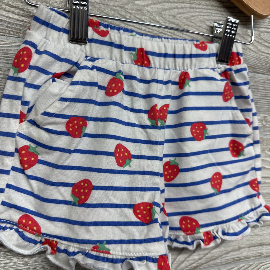 Ruffle Trim Jersey Shorts Stripes Strawberries 3T