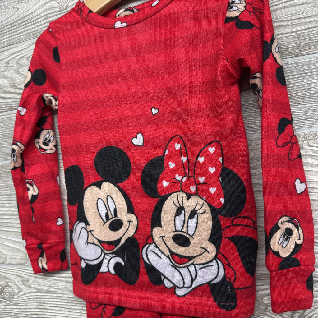 2 Pc LS PJs Stripes Minnie Mickey 5T