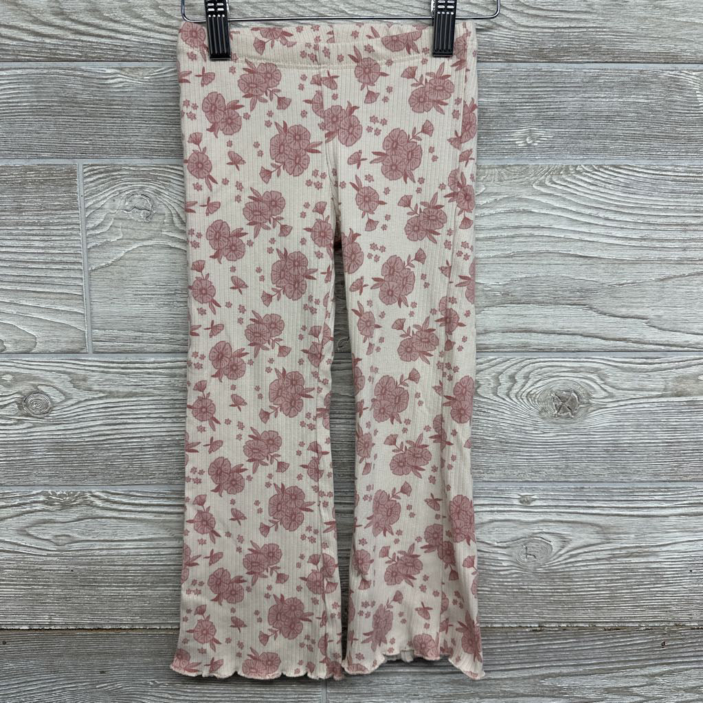 Ribbed Flare Pants Flowers 4T