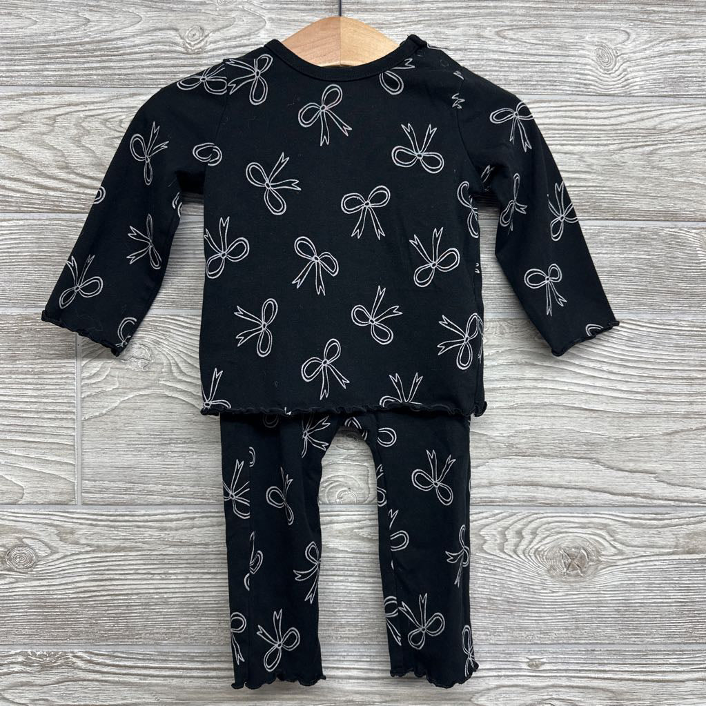 LS Shirt & Leggings Bows Lettuce Trim 6-9M