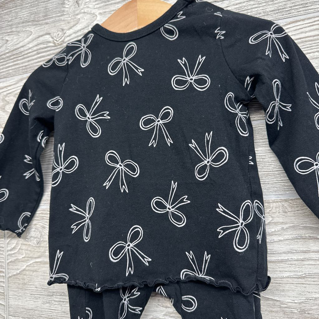 LS Shirt & Leggings Bows Lettuce Trim 6-9M