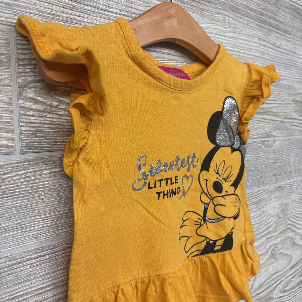 Ruffle Sleeve Peplum Shirt Minnie Mouse Sweetest Little Thing 2t
