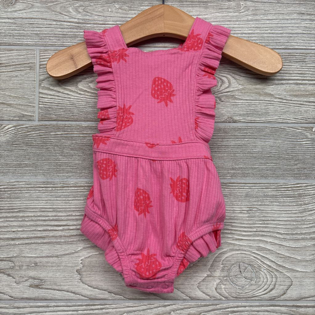 Ribbed Bib Romper Strawberries 0-3m