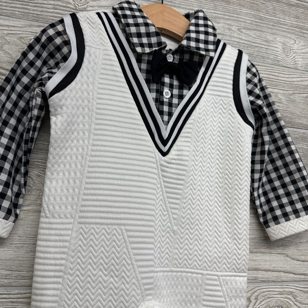 Textured Outfit W/ Gingham Shirt 12-18M
