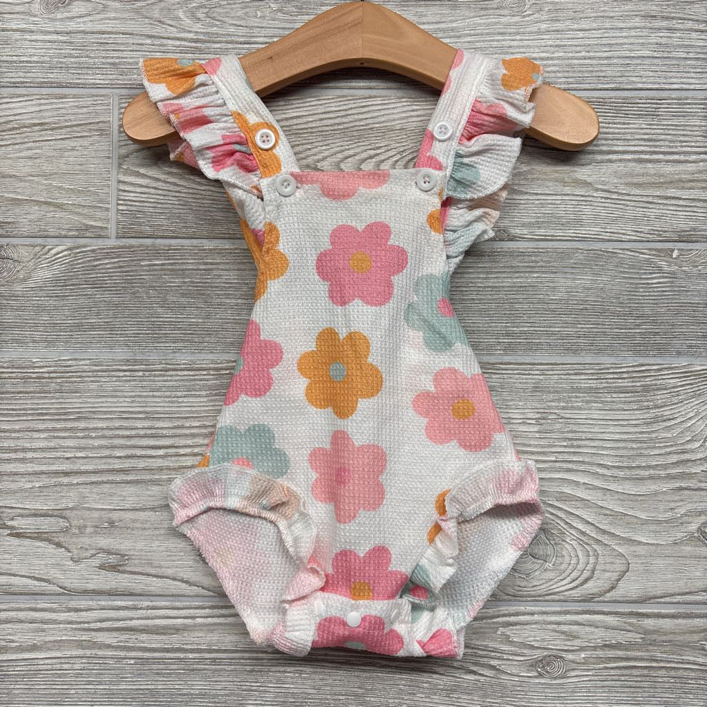 Waffle Knit Romper Flowers 0-3M