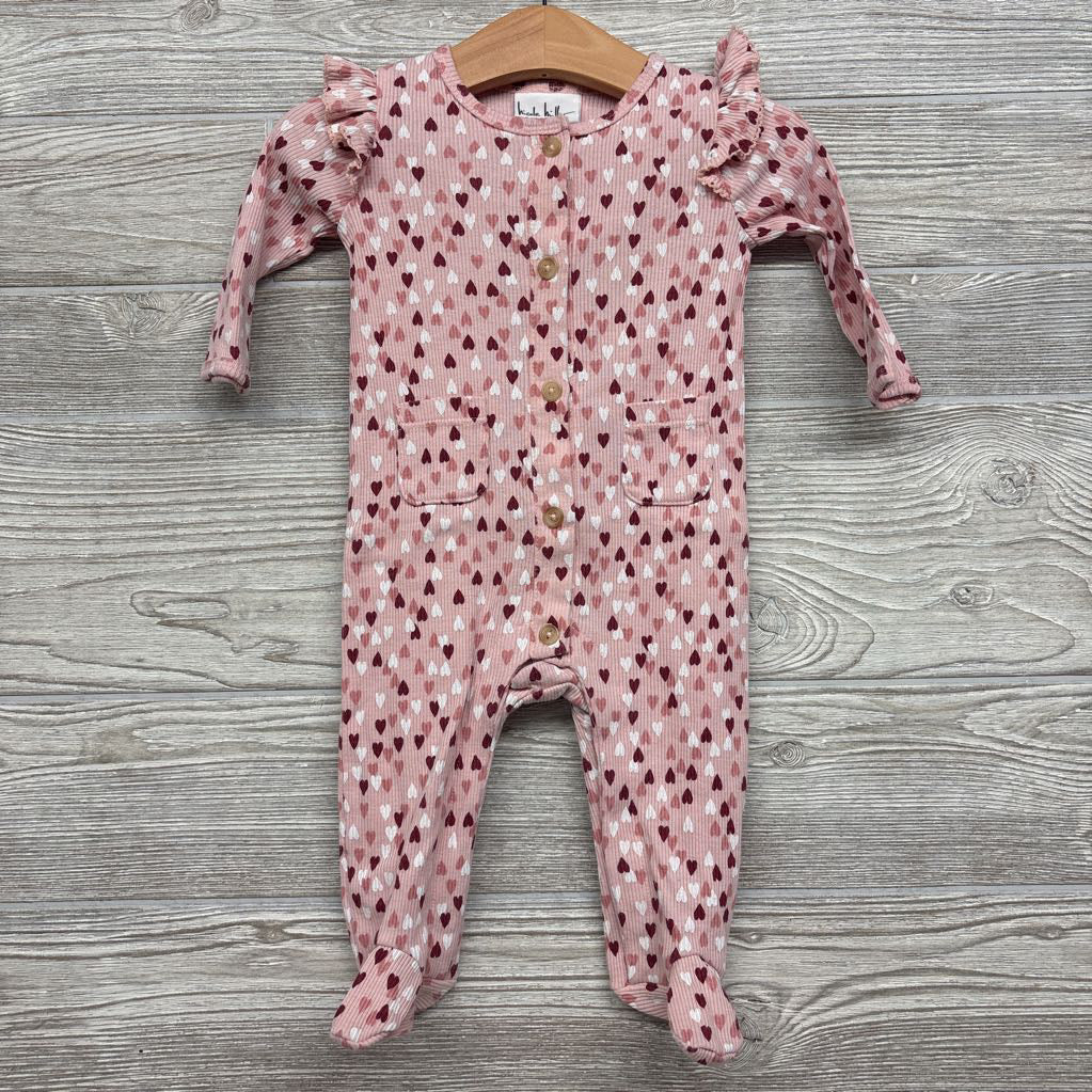Ribbed Outfit Hearts Ruffles 3-6M