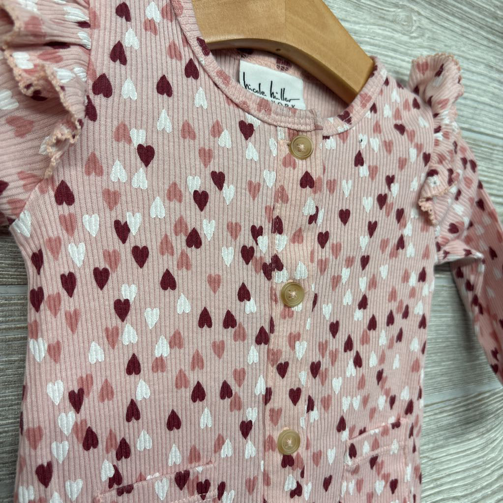 Ribbed Outfit Hearts Ruffles 3-6M