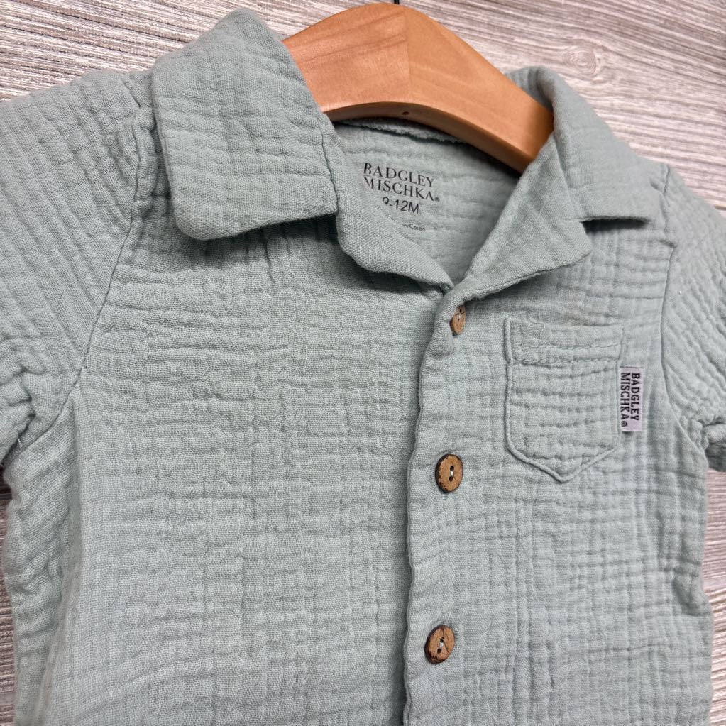 Muslin SS Button Up 9-12M