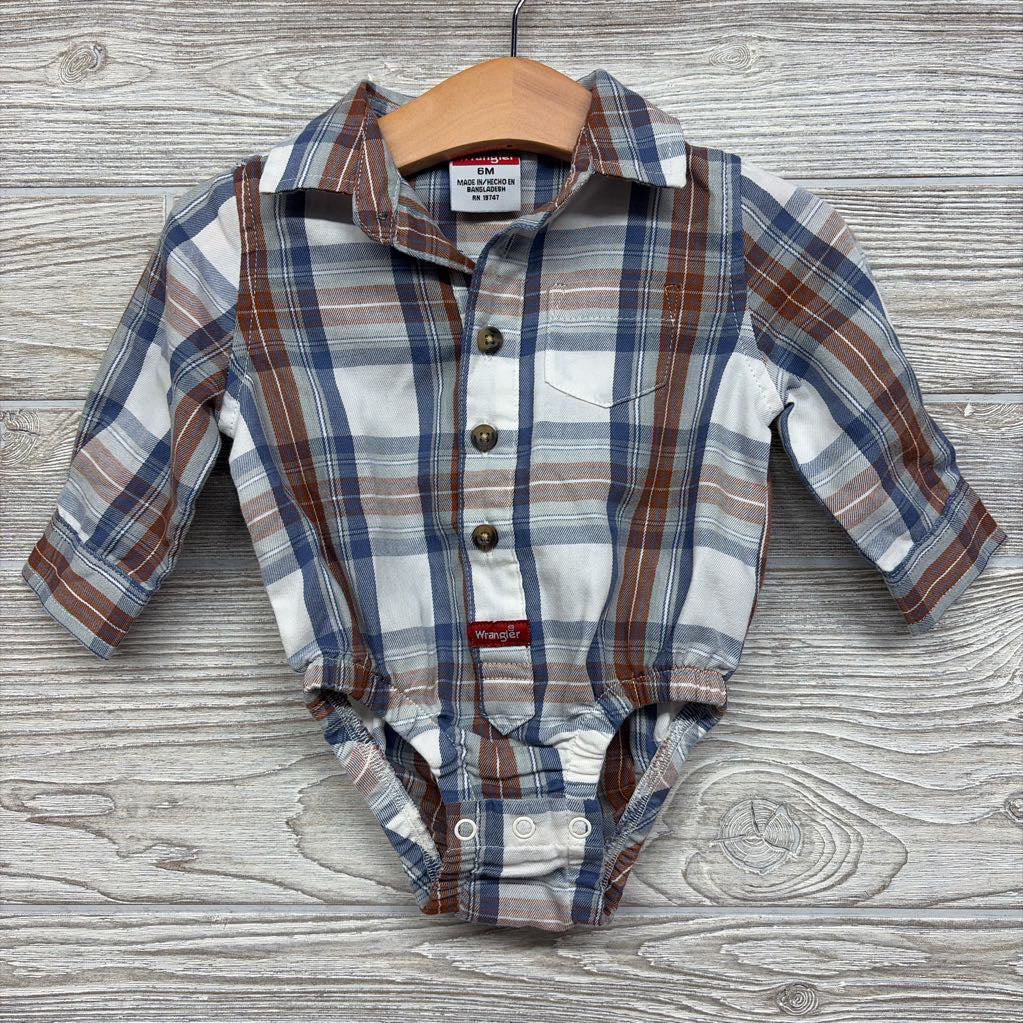 LS Plaid Button Up Bodysuit & Pull On Joggers 6M