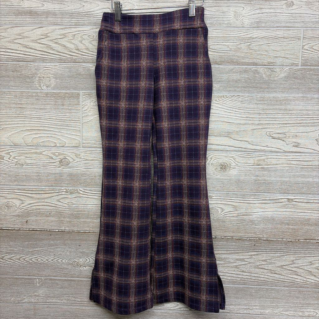 Plaid Flare Pants Slit Hem 8