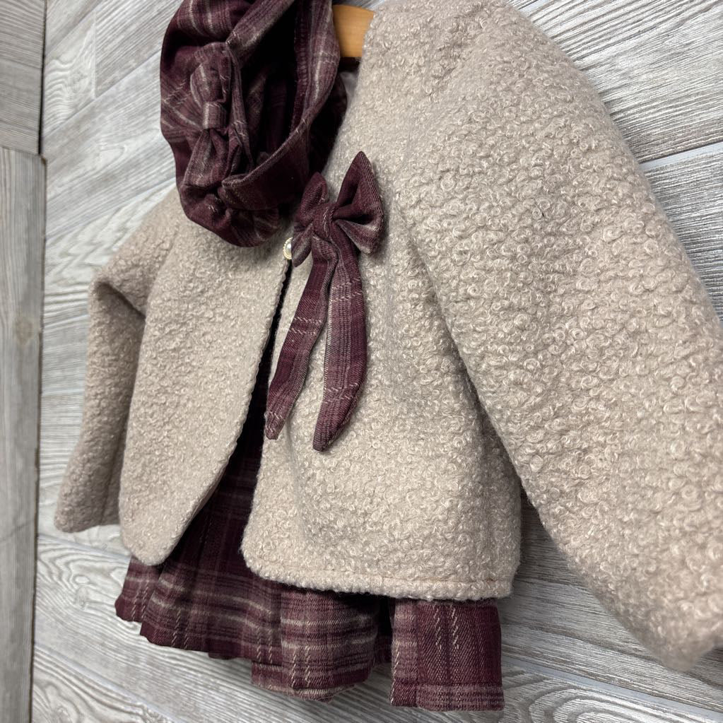 NEW Faux Fur Jacket, Plaid Skirt & Plaid Hat 18-24M