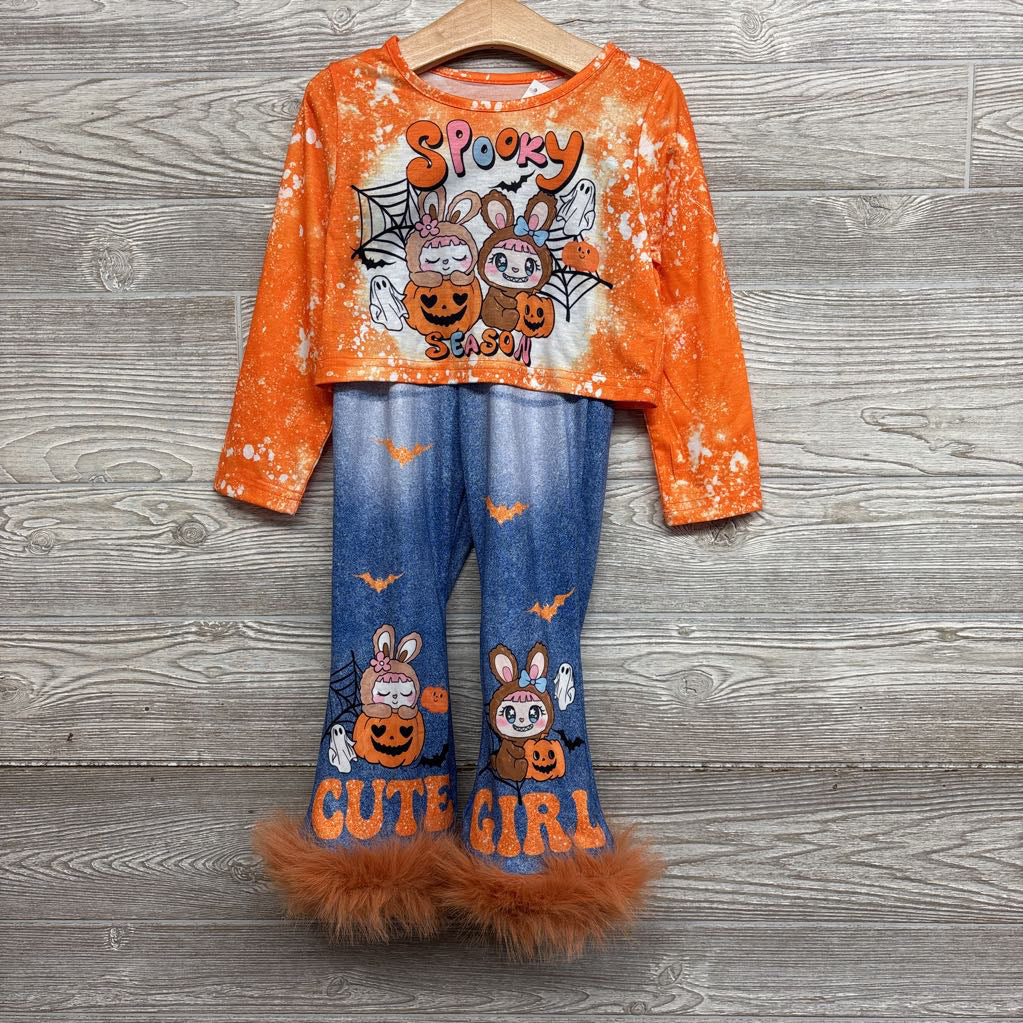 NEW LS Shirt Spooky Season & Faux Fur Lined Pants Cute Girl 5