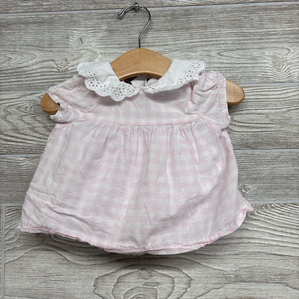 Eyelet Collared Tunic & Ruffle Trim Shorts Gingham 3-6M