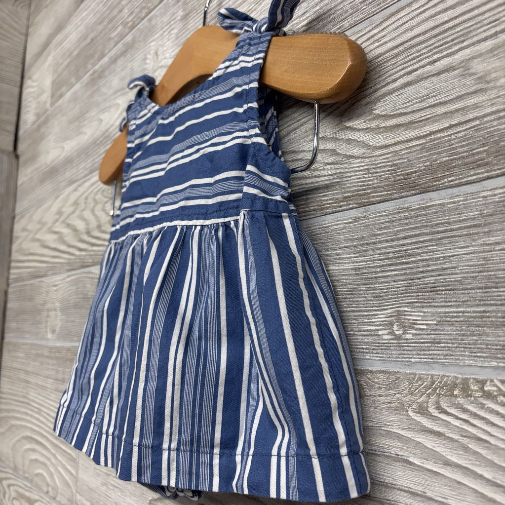Bow Strap Tank Top & Ruffle Trim Shorts Stripes 6M