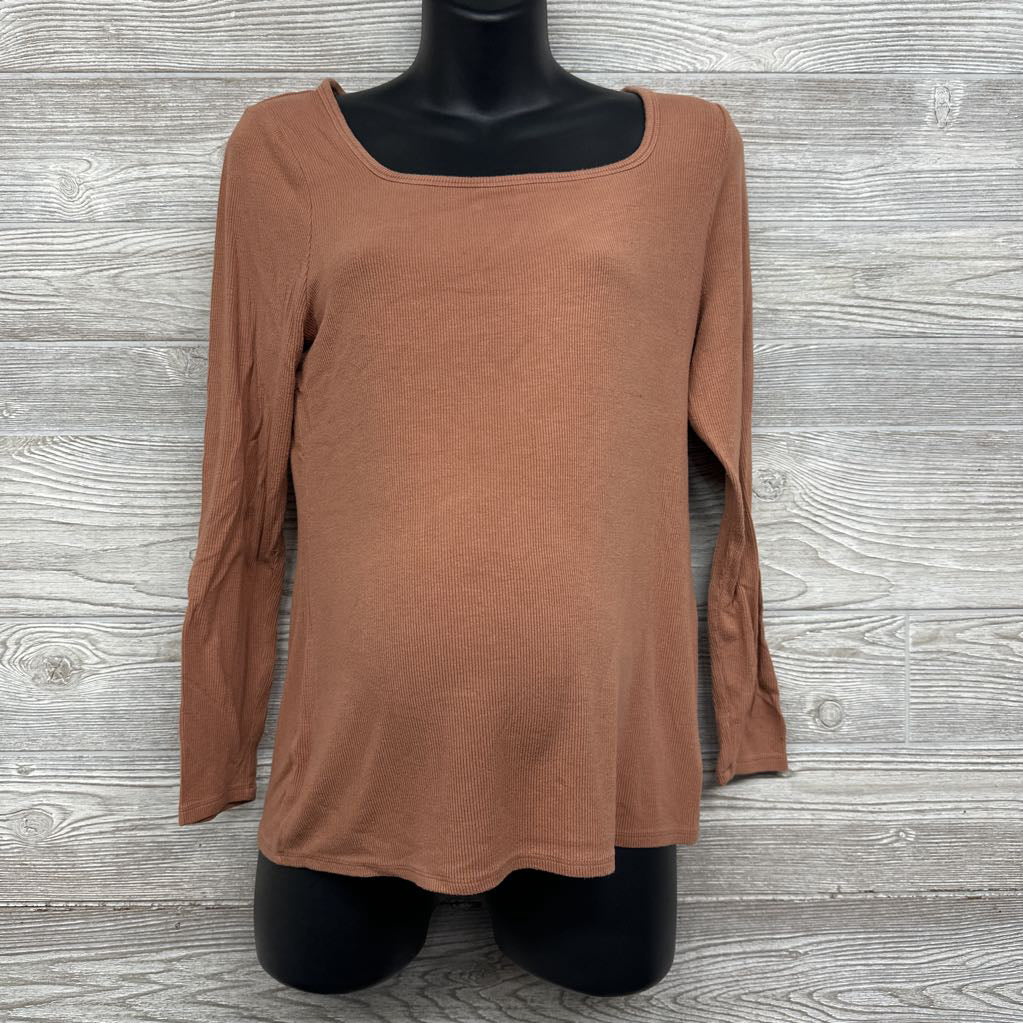Square Neck Ribbed LS Shirt Large