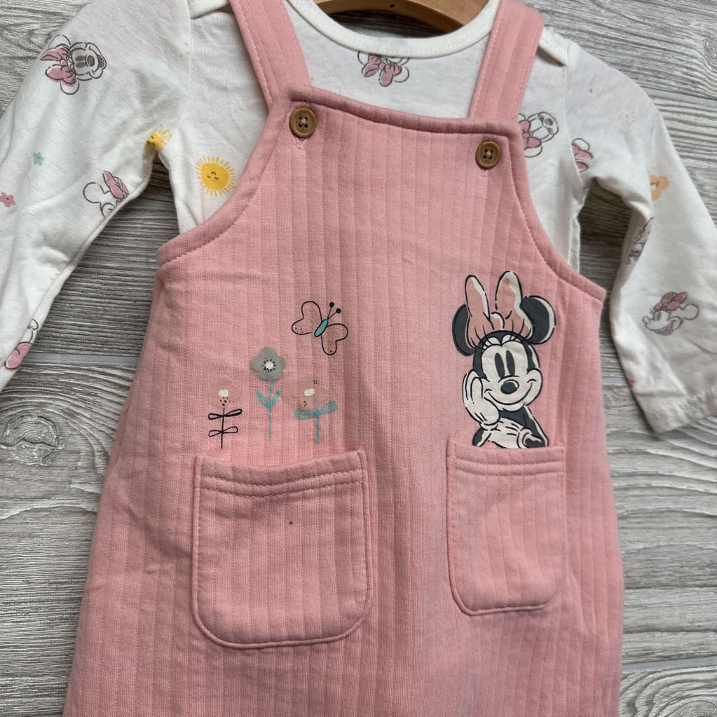 Quilted Overalls & LS Bodysuit Minnie Mouse Suns 6-9M