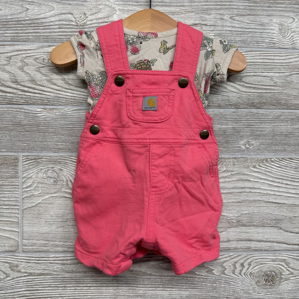 Knit Shortalls & Bodysuit Strawberries Butterflies 6M