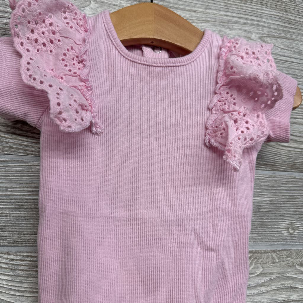 Ribbed Eyelet Flutter Bodysuit 12M