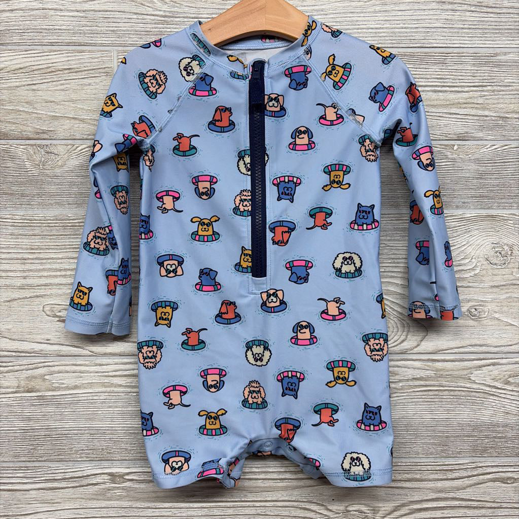 LS Zip Up Swimsuit Dogs 3T