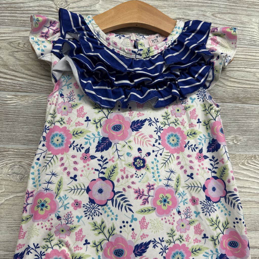 Flutter Sleeve Romper Flowers 9-12M