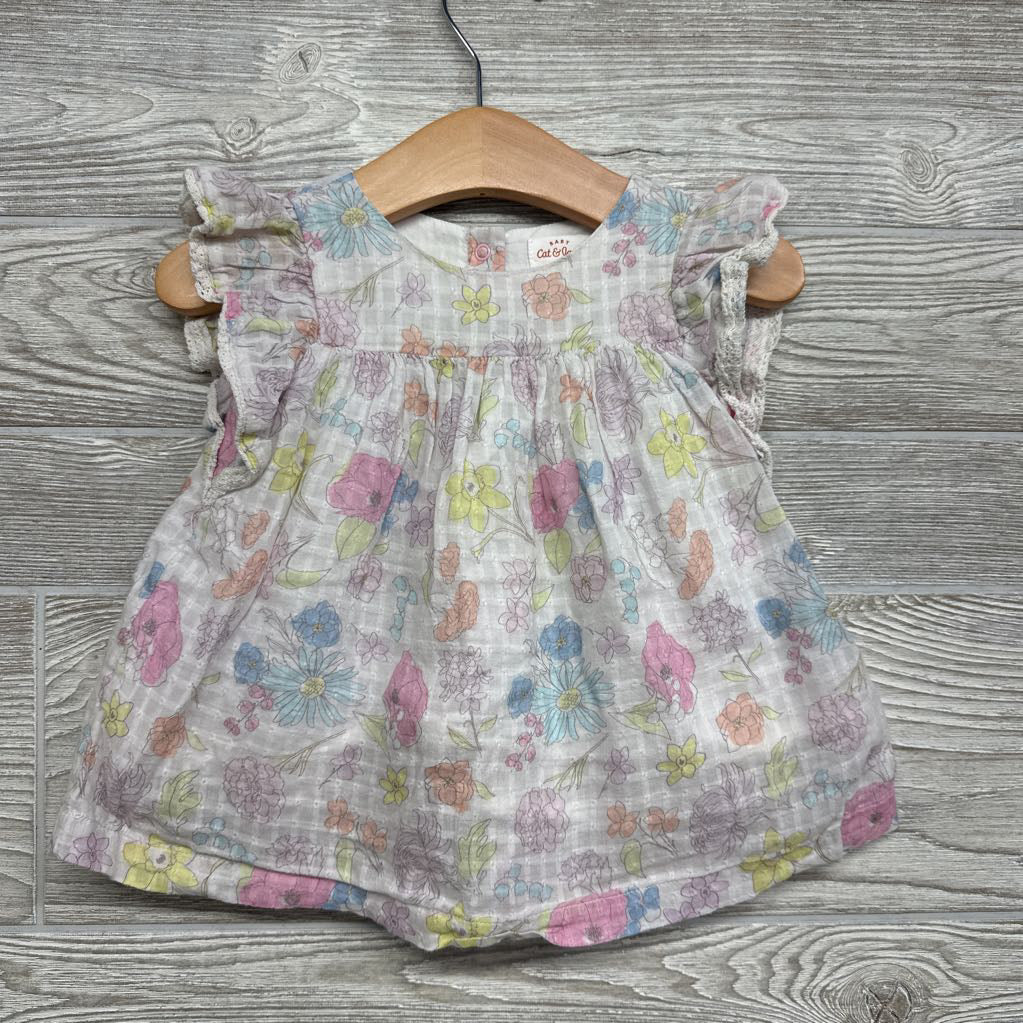 Flutter Sleeve Dress Flowers 6-9M