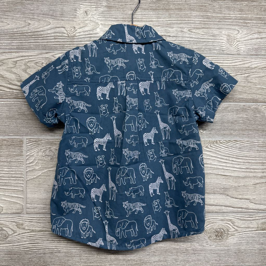 Button Up Shirt Tigers Lions Rhinos 3T