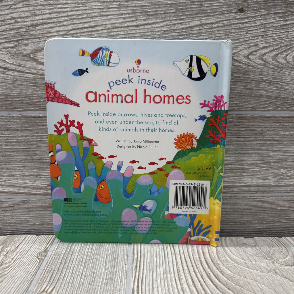 Usborne Peek Inside Animal Homes Hardcover Book