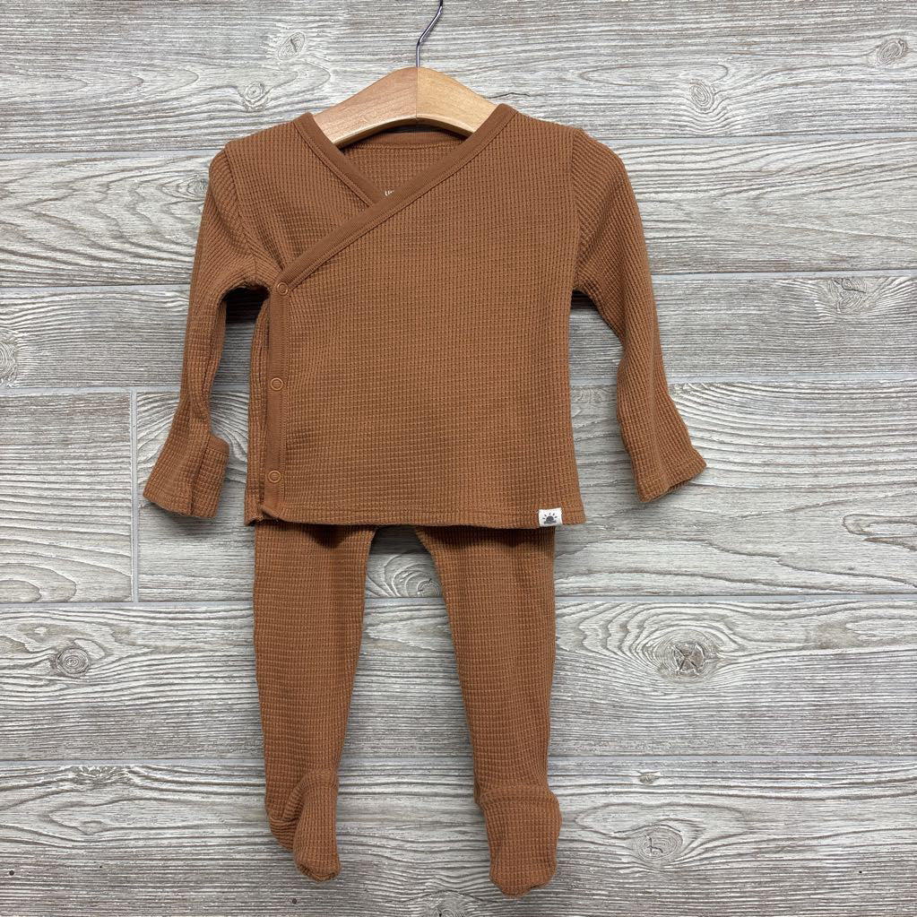 LS Waffle Knit Side Snap Shirt & Footed Pants 9M