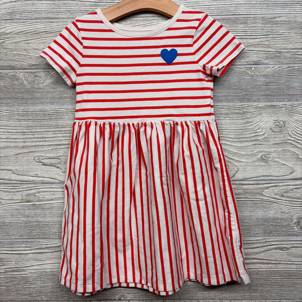 Jersey Dress Stripes Heart 5T