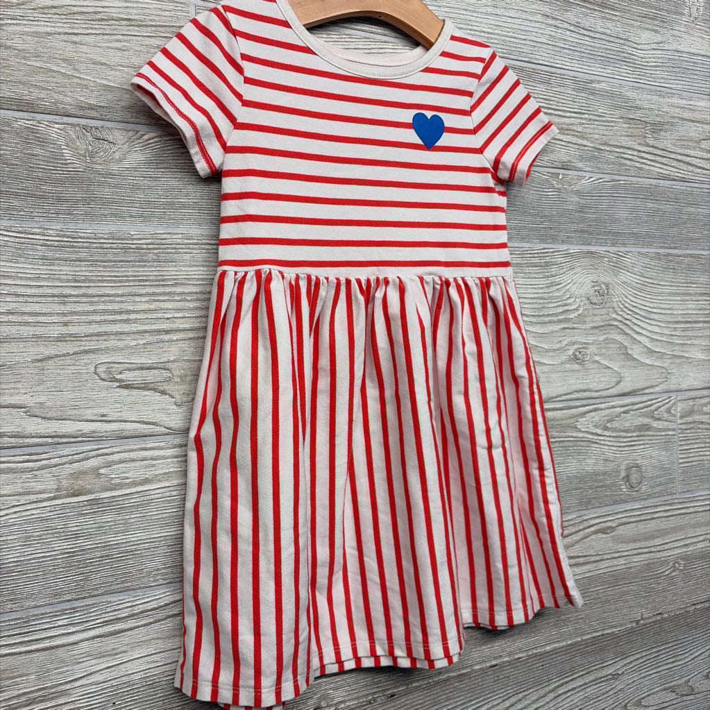Jersey Dress Stripes Heart 5T