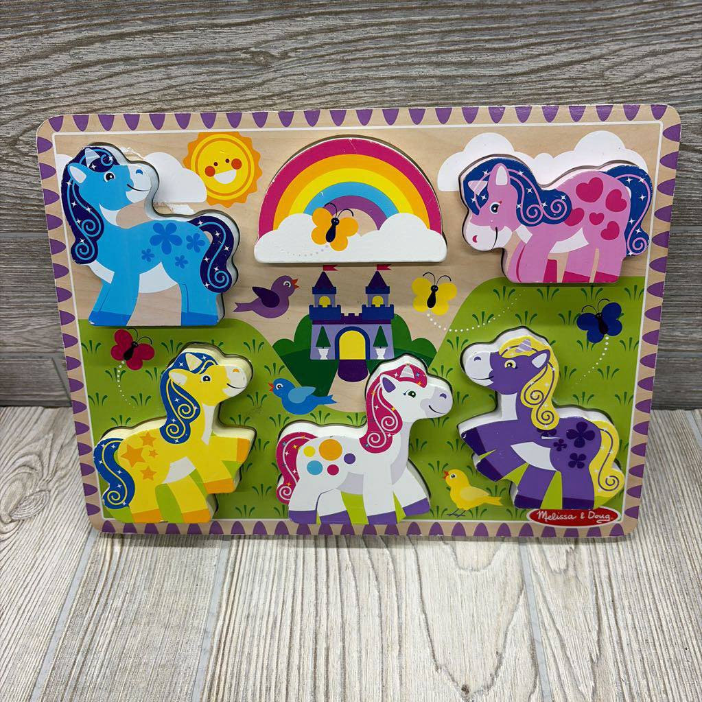 Chunky Wooden Puzzle Unicorn Rainbow