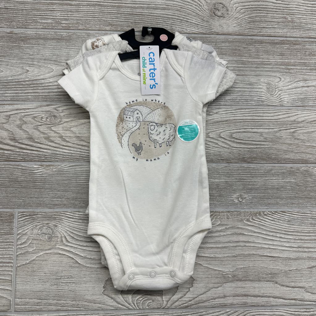 NEW 3 Pk Bodysuits Home Is Where My Mama Is Sheep Cows 0-3M