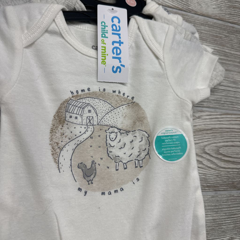 NEW 3 Pk Bodysuits Home Is Where My Mama Is Sheep Cows 0-3M