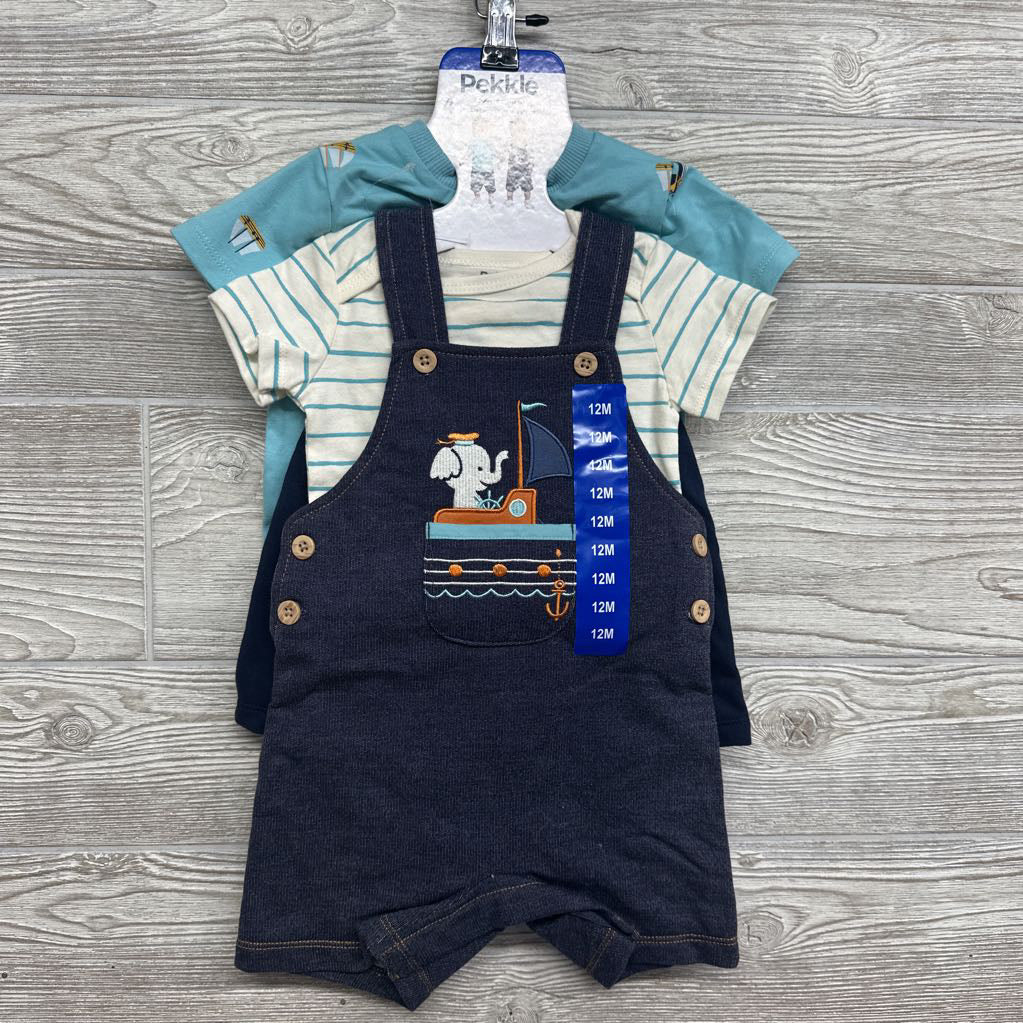 NEW Shortalls Elephant, Shirts Stripes, Shirt Sailboats & French Terry Shorts 12M
