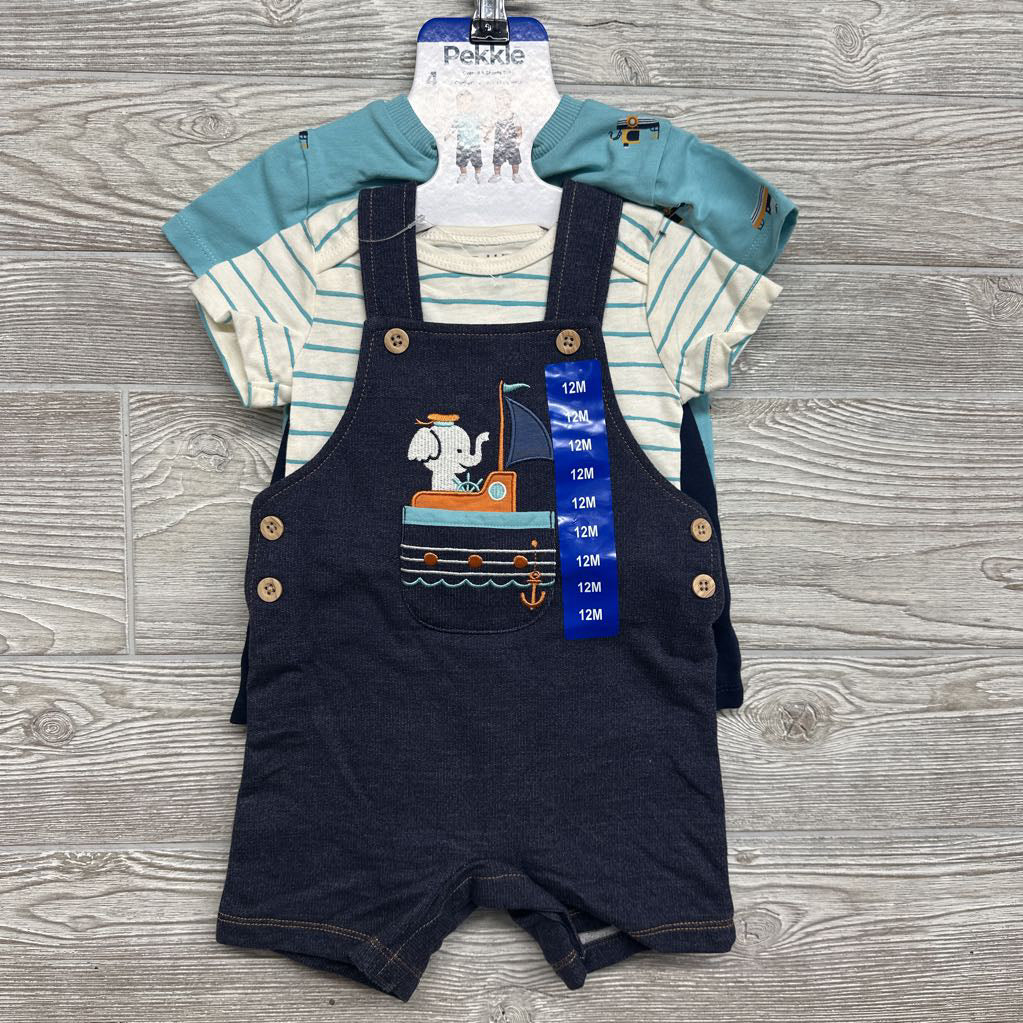 NEW Shortalls Elephant, Shirts Stripes, Shirt Sailboats & French Terry Shorts 12M
