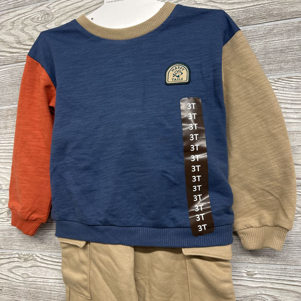 NEW Crewneck & French Terry Pants Cuffed Happy Tails 3T